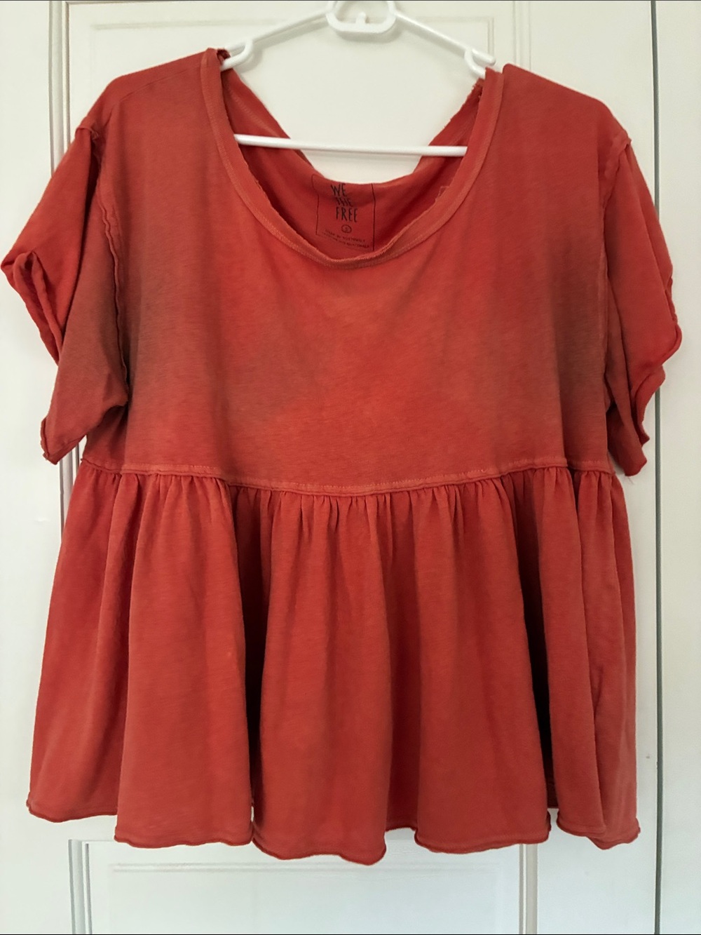 We The Free Burnt Orange Babydoll Short Sleeve Tunic